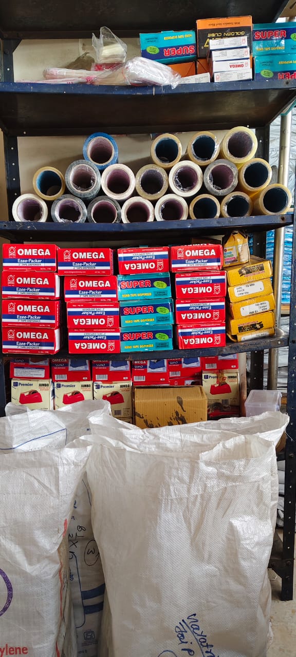 Gayatri Packaging Warehouse Shelves with Industrial Packing Materials